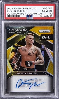 2021 Panini Prizm UFC Octagon Signatures Gold Prizm #OSDPR Dustin Poirier Signed Card (#09/10) - PSA GEM MT 10